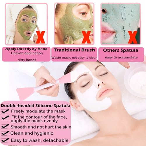 RamPula Silicone Face Mask Brush Set - Blue & Pink Flexible Makeup & Skincare Applicators