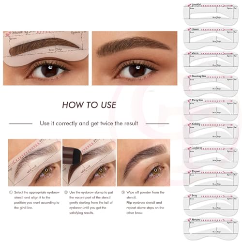 Eyebrow Stencil Template Kit - 10 Reusable Silicone Shapes