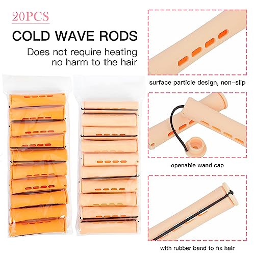 20 Pcs Hair Perm Rods Set for Natural Curly & Wavy Hair - Long & Short Styles