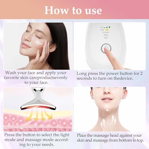 Face and Neck Massager with 7 LED Light Therapy Modes