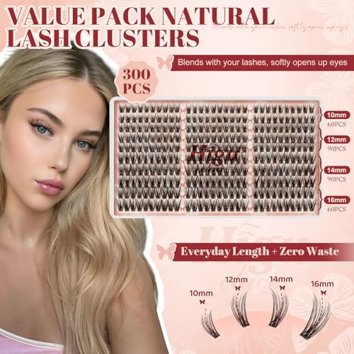 Wispy Lash Clusters 300pcs 10-16mm C Curl DIY Eyelash Extensions