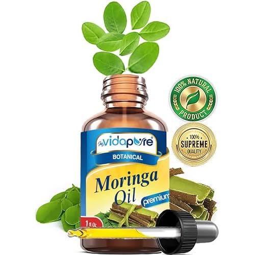 MYVIDAPURE MORINGA OIL Moringa oleifera 100% Pure REFINED UNDILUTED Cold Pressed for Skin, Face, Hair, Lip and Nail Care (1 Fl Oz)