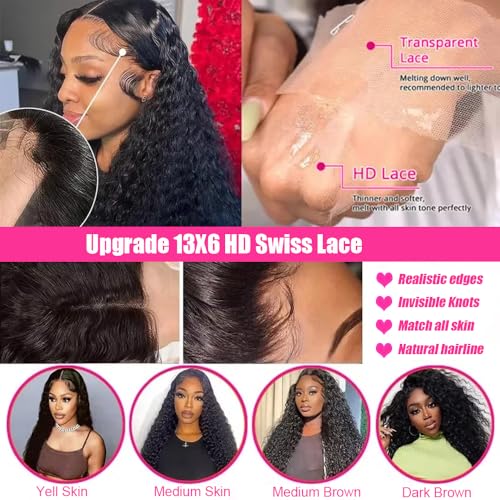 13x6 Deep Wave Lace Front Wig Human Hair 200% Density
