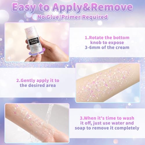 Pink Holographic Glitter Stick for Face, Hair & Body