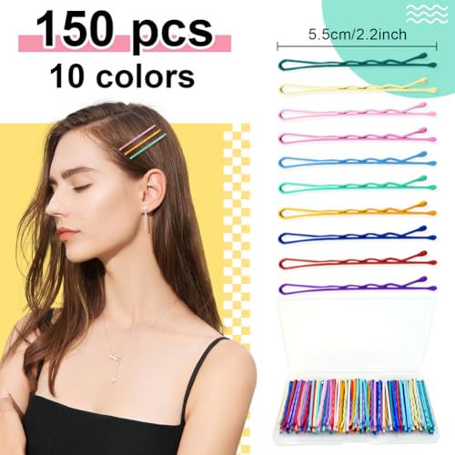 150 Colorful Bobby Pins for Women - Durable Hair Pins with Box