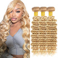 613 Blonde Deep Wave Human Hair Bundles - P27/613 28 Inch