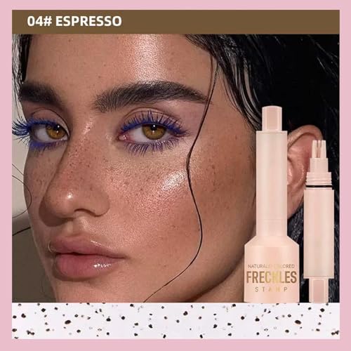 4 Optional Freckle Looks Stamp, Natural Fake Freckles, Waterproof Sweatproof Non-Fading Makeup Tool (04# Espresso)