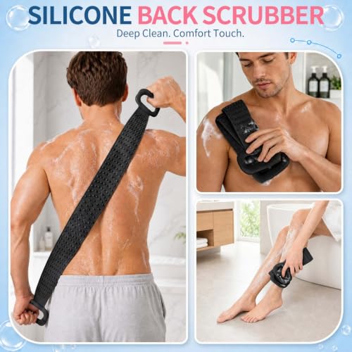 36" Extendable Silicone Back Scrubber with Dual Massage Sides
