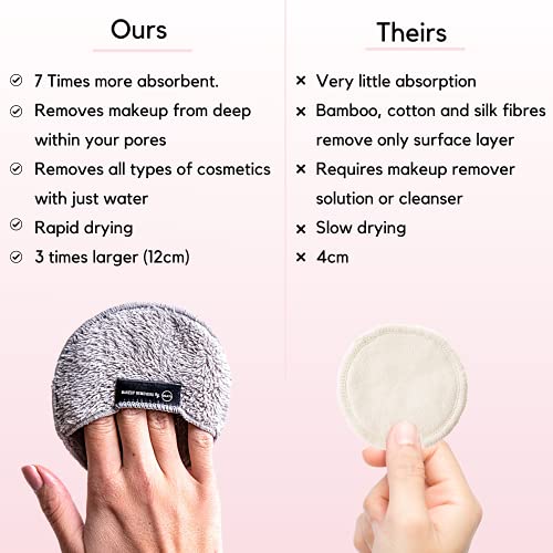Ogato Reusable Makeup Remover Cloth - 5pc Face Pads, Makeup Eraser Cloth Wipes for All Skin Types - Washable Microfiber Make Up Reusable Cotton Rounds for Face - With Included Laundry Bag