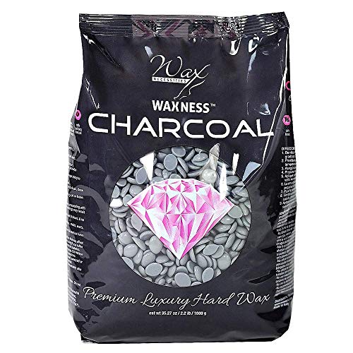 Waxness Charcoal Hard Wax Beads 2.2 lb (1 kg) ? Premium Synthetic Rosin-Free Stripless Wax with Creamy Film Formula for Sensitive Areas, Professional Use ? Made in Italy