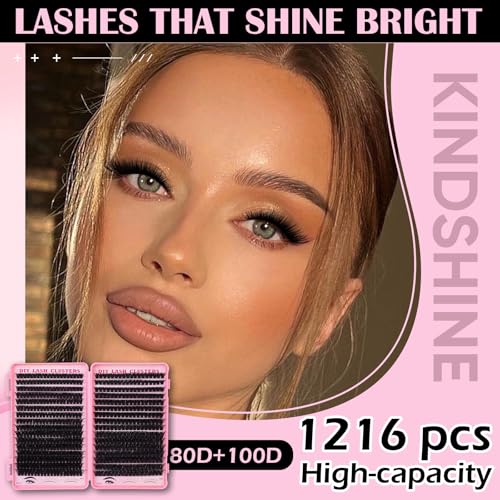 Lash Clusters Kit 1216pcs D Curl 80D 100D 10-18mm