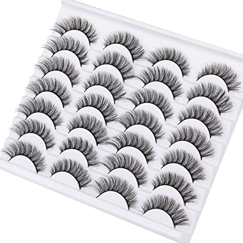 Newcally Lashes Mink Natural Look Cat Eye Wispy False Eyelashes Think Volume Long Fake Eye Lashes Pack 3D Strip Faux Mink Eyelashes 14 Pairs