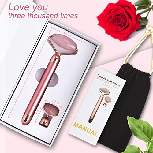Electric Vibrating Jade Facial Roller - 2 in 1 Face & Eye Massager
