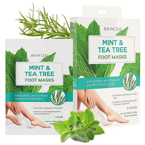 Tea Tree & Mint Foot Masks - Soothing Hydration & Exfoliation - 3 Pairs