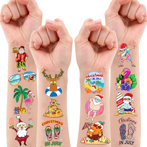 Christmas Temporary Tropical Favors Supplies July Themed Cute 10 Sheets 100 PCS for Girls Boys Class School Carnival