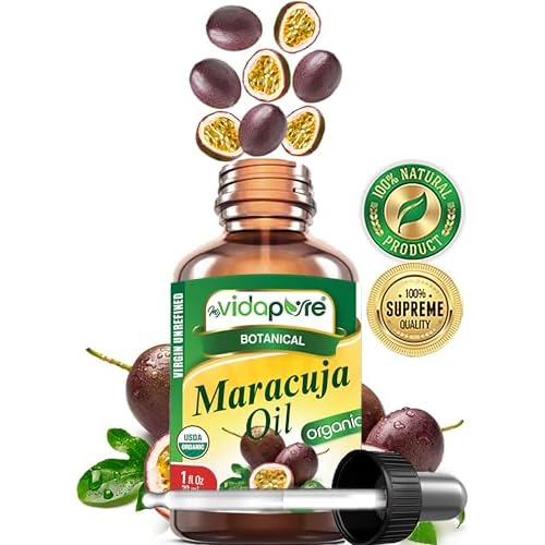 MYVIDAPURE Organic MARACUJA OIL Passion Fruit Certified Organic 100% Natural, Pure WILD GROWTH VIRGIN UNREFINED Brazilian for Skin, Face, Hair, Lip and Nail Care (1 Fl Oz)