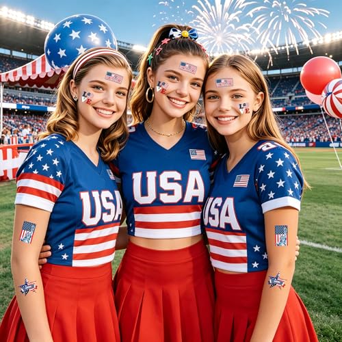 56Pc American Flag Temporary Tattoos Waterproof