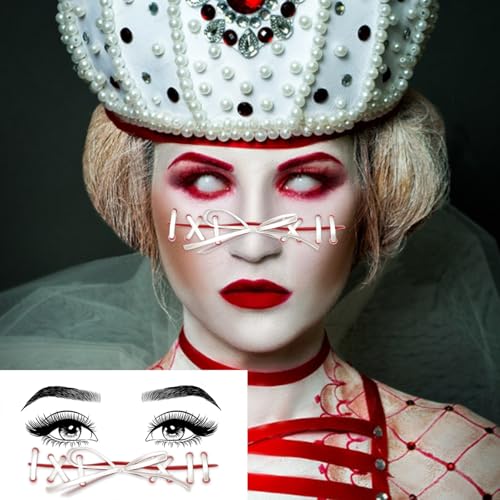 15 Pcs Horror Halloween Face Makeup Tattoos Stickers Clown Demon Spider Web Ghost Vampire Eyeshadow Temporary Stickers Scary Fake Blush Freckles Face Tattoos for Day of Dead Carnival Party Decoration