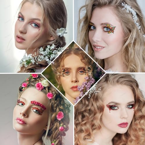 24 Pcs Colorful Eye Tattoo Stickers - Floral & Butterfly Eyeliner
