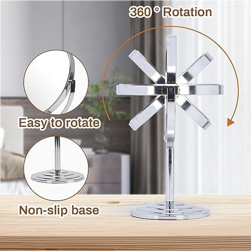 7 Inch Makeup Mirror with 1x 3x Magnification, 360° Rotation