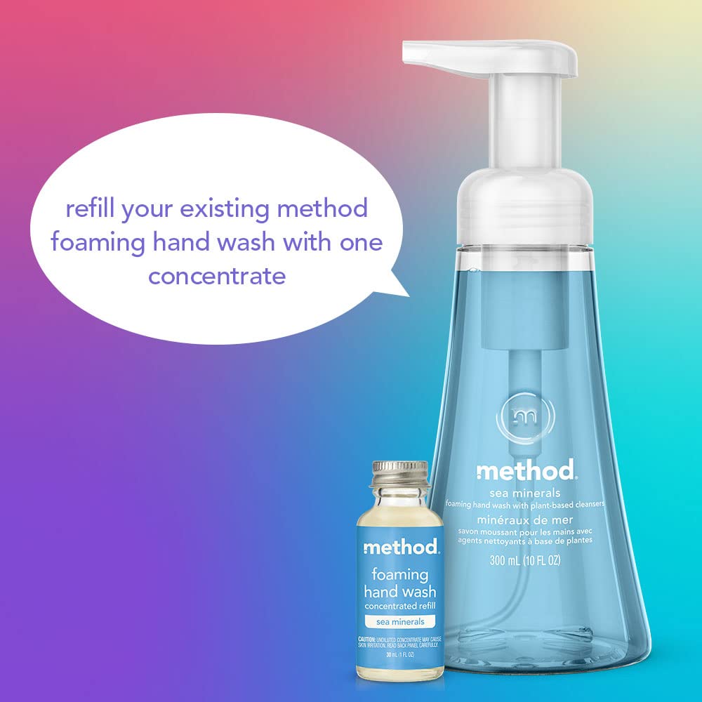 Method Foaming Hand Wash Concentrates Refills, Sweet Water, 4 Recyclable 1 fl oz Refills