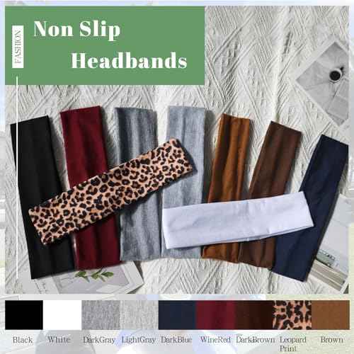 9 Pack Headbands For Women Non Slip Elastic Womens Headbands Head Bands For Women's Hair Soft Cotton Cloth Fashion Headband For Daily Workout Sports Running Yoga