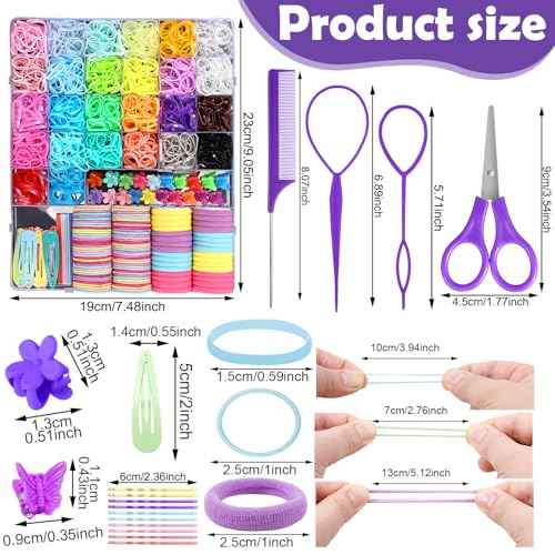 Hair Accessories for Girls, 2194 Pcs Colorful Elastic Hair Ties Set with Rubber Bands Butterfly Hair Clips Bobby Pins Hair Styling Tools Hair Tie Cutter Hair Stuff for Toddler, Baby, Kids