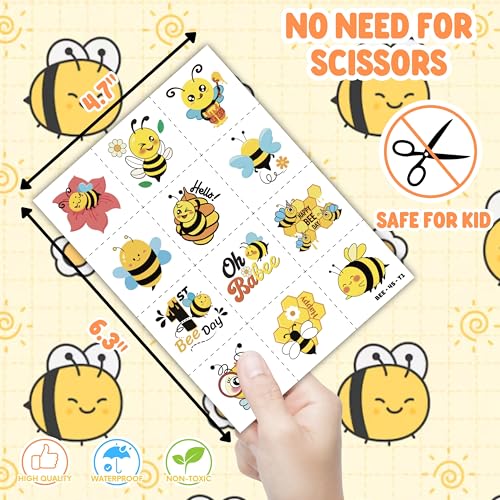 Bee Party Favors Set - 48 Tattoos & 24 Slap Bracelets