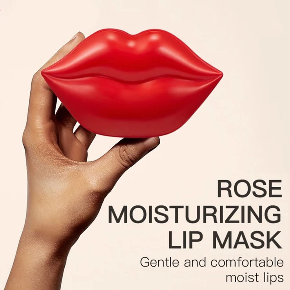 20Pcs Moisturizing Restores Moisture Lip Mask for Dry Lips and Lip Lines Overnight Lip Care, Gel Treatment Plumping Lips Mask (Red)