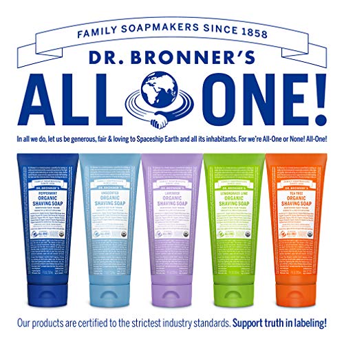 Dr. Bronner's - Organic Shaving Soap (Unscented, 7 Ounce) - Certified Organic, Sugar and Shikakai Powder, Soothes and Moisturizes for Close Comfortable Shave, Use on Face, Underarms and Legs