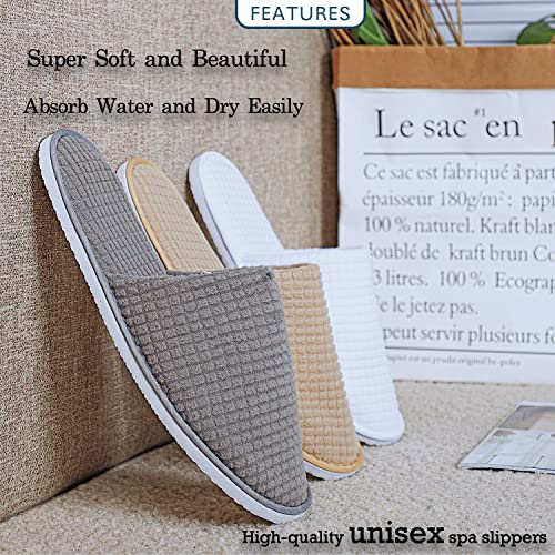 Non-Slip Washable Spa Slippers for Guests - Unisex Indoor Shoes (6-10 Pairs)