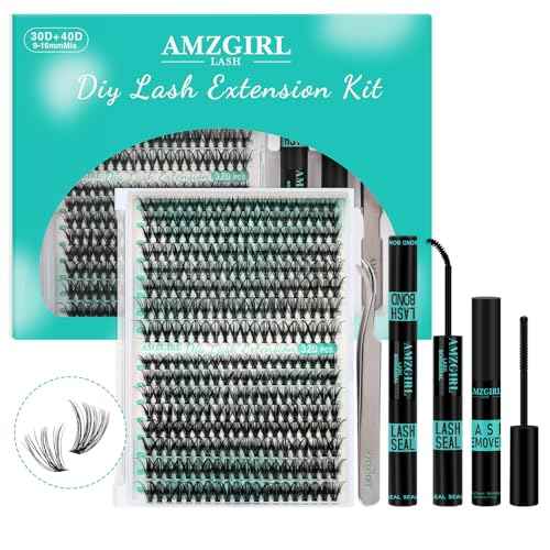 Lash Clusters Kit 320Pcs,DIY Individual Lashes Extension Kit,Lash Bond And Seal,Lash Remover For Eyelashes Extensions,Lash Applicator Tool For False Eyelash Cluster Kit At Home(3040D,D-Mix9-16mm Kit)