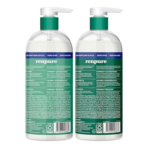 Renpure Tea Tree & Rosemary Shampoo and Conditioner Set, 24 Fl Oz