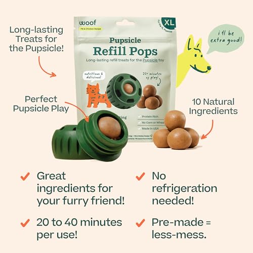 WOOF Pupsicle Refill Pops, Delicious Long Lasting Dog Treats, Refills for The Pupsicle, Pre-Made Dog Treats for Dogs, Natural Ingredients, Low-Mess Chicken Pet Treats - XL Pops - 5 Count