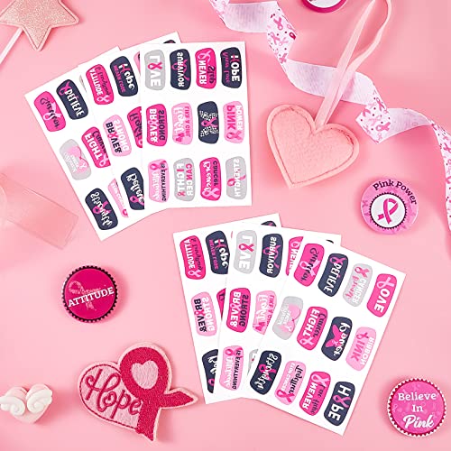 Breast Cancer Awareness Temporary Tattoos, 180 Pieces Pink Ribbon