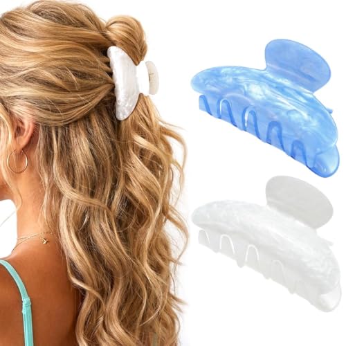 CAKURE Acrylic Claw Clips - 2PCS Medium Hair Clips for Women