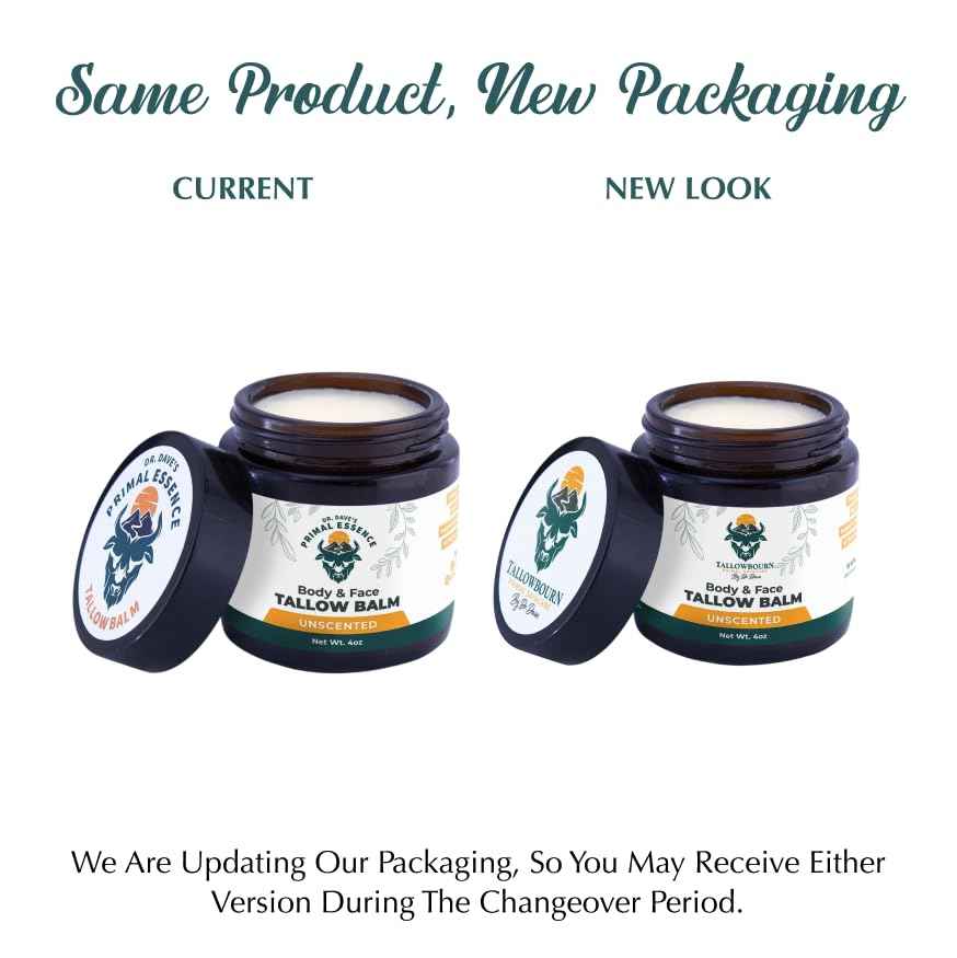 Tallowbourn Grass Fed Beef Tallow Balm for Face and Body with Shea Butter, Organic Jojoba Oil, Honey, and Beeswax – Beef Tallow for Skin – Unscented Balm – 4 oz