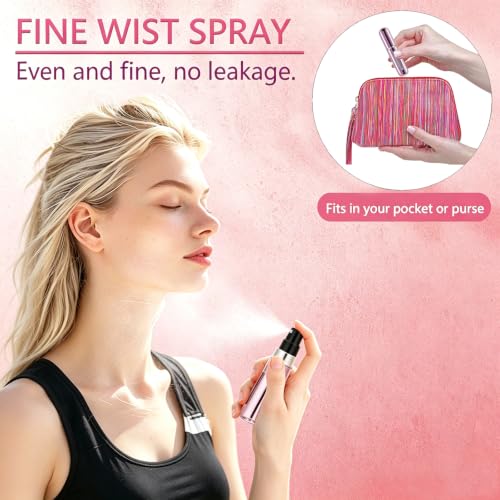 Refillable Perfume Atomizer Set - Leak-Proof, 5ml, 4 Colors - Silver Pink Blue Black