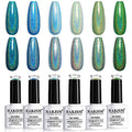 RARJSM Holographic Gel Nail Polish Set - 6PCS Turquoise Green