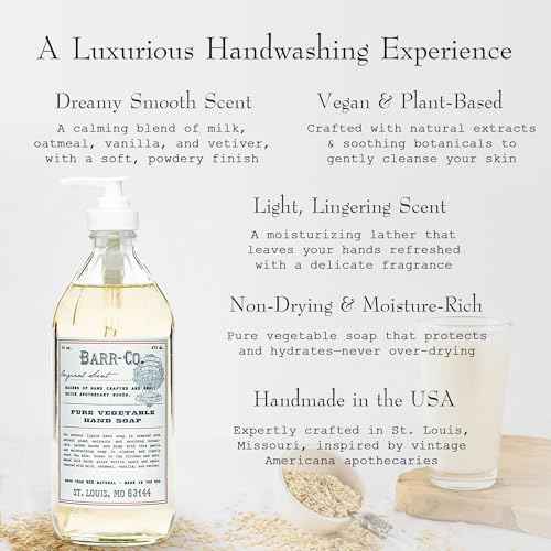 BARR-CO. Hand Soap ? Natural Liquid Soap with Oat, Vanilla & Vetiver, Moisturizing Vegan Formula for Bathroom & Kitchen, Original Scent 16fl oz