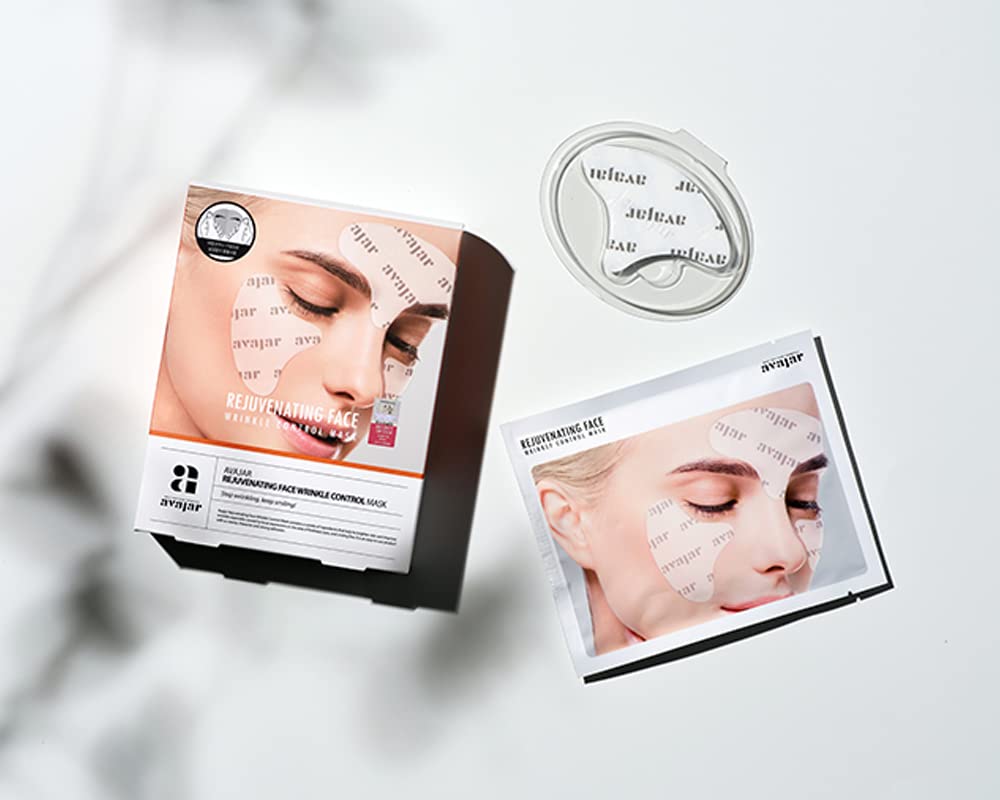 Avajar Rejuvenating Face Wrinkle Control Cream Mask (3pairs*5) Face Wrinkle Forehead Under Eye Nasolabial Folds Treatment Patches