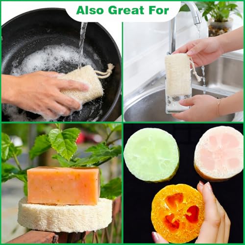Natural Loofah Sponges, 4 Pack - Organic Body Scrubber