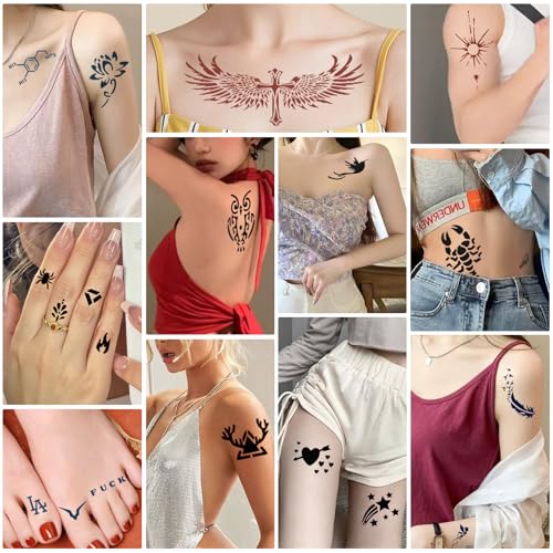 Temporary Tattoo Stencil Kit - 139 Designs, 6 Inks & Removal Wipes