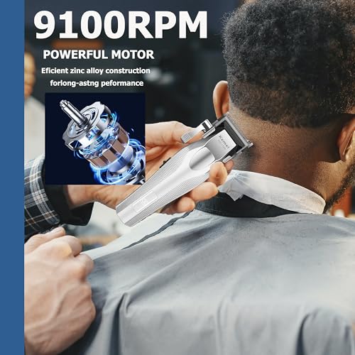KEMEI Professional Hair Clippers, Cordless Clippers for Men Trimmers for Barbers 9100 RPM Clippers for Hair Cutting with Full Metal Body Ceramic and DLC Blades KM-1798