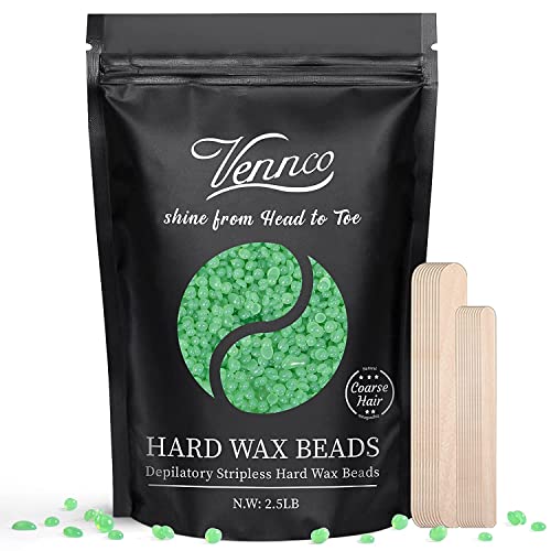 2.5lb Aloe Wax Beads - Hard Wax Beans for Coarse Hair Removal, Gentle Large Refill for Wax Warmer Kit, At-Home & Professional Smooth Waxing for Sensitive Skin Brazilian Bikini Face Eyebrow Leg