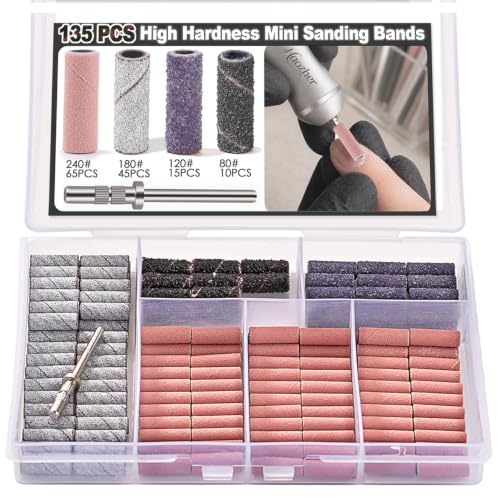 Mini Sanding Bands for Nail Drill - 135pcs Mix Pink Zebra-Stripe Purple Black