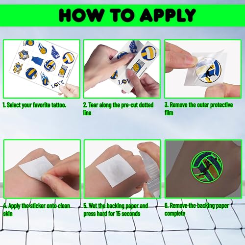 96 Pcs Glow in Dark Volleyball Temporary Tattoos for Kids