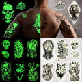 Temporary Tattoos Adult, Glow in The Dark tattoos, 44 Sheets Luminous Temporary Tattoos Stickers, 12 Sheets Fake Body Arm Chest Shoulder Tattoos for Men or Women with 32 Sheets Tiny Tattoos.