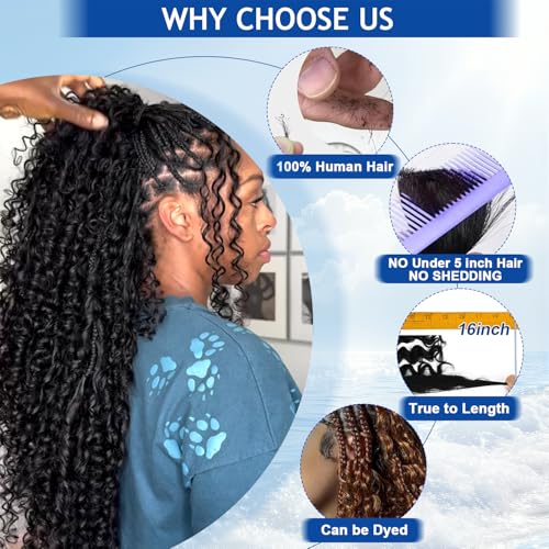 Chocolate Brown Human Braiding Hair 14 Inch Deep Wave Bulk for Boho Braids - 110g