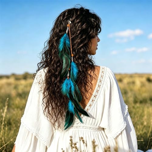 Feather Hair Extensions Clip-in Boho Accessory 3pc Set